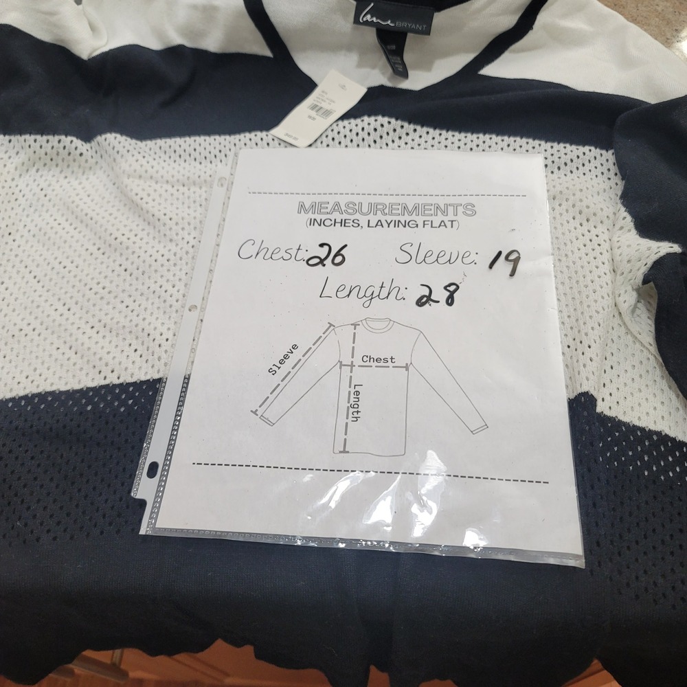 NWT Lane Bryant Color Block Black/White Knit/Mesh V-Neck Sweater 18/20 Chic Y2K - Picture 7 of 7